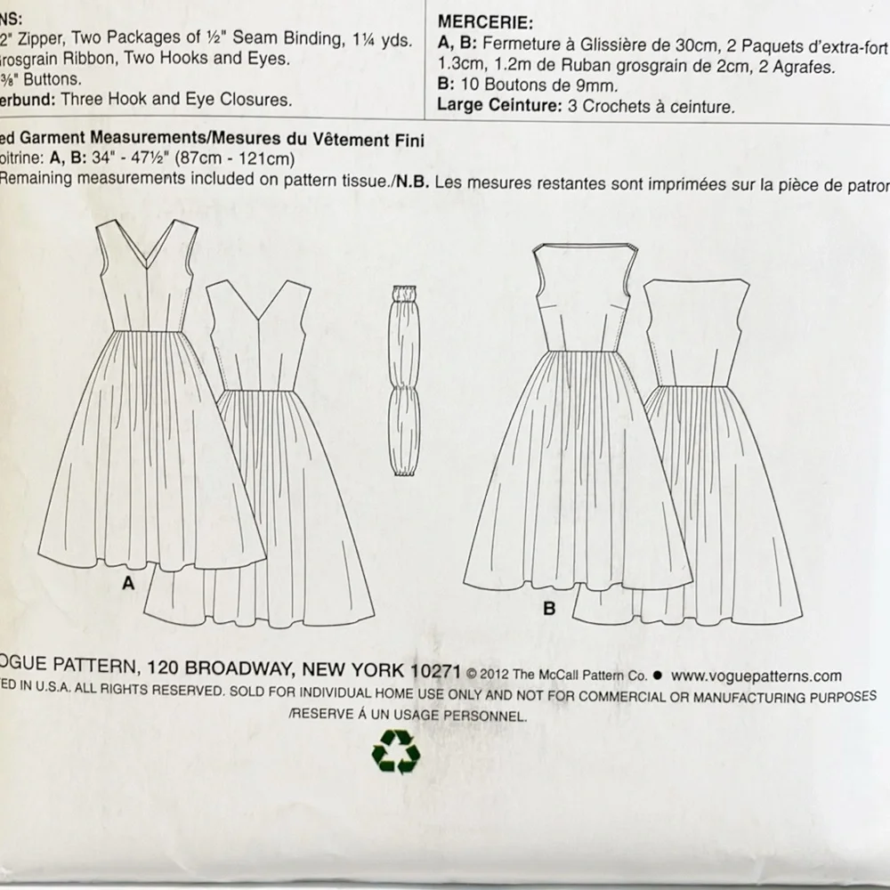 NEW Vogue Sewing Pattern VP692 Reissue Circa 1957 Dessn‎ Day Dress Sz 14-22